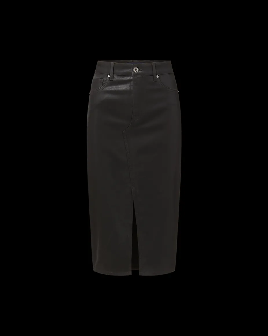 Breves Midi Skirt Coated in Black High Gloss