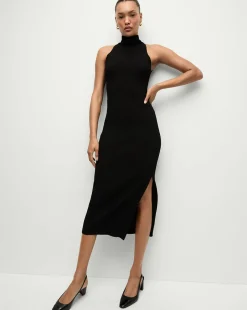 Briggita Knitted Halter Dress in Black