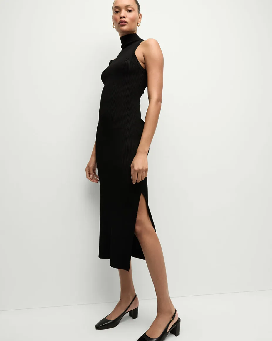 Briggita Knitted Halter Dress in Black