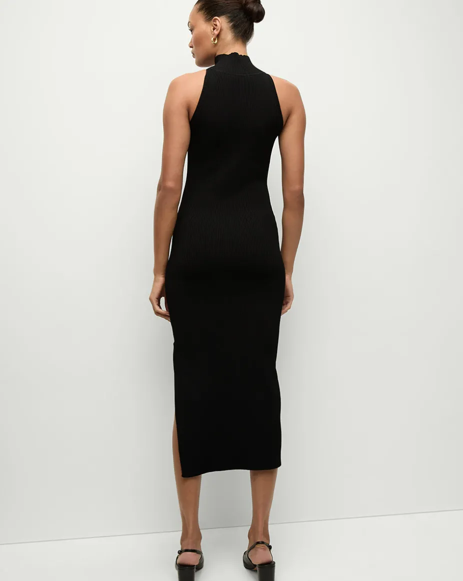 Briggita Knitted Halter Dress in Black
