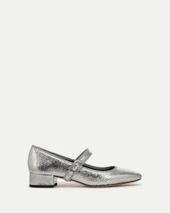 Cade Metallic Mary Jane Ballet Pump in Silver