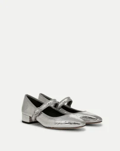 Cade Metallic Mary Jane Ballet Pump in Silver