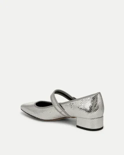Cade Metallic Mary Jane Ballet Pump in Silver