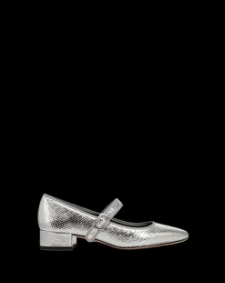 Cade Metallic Mary Jane Ballet Pump in Silver