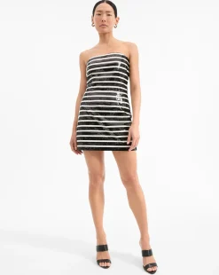 Cala Sequin Mini Dress in Black & White