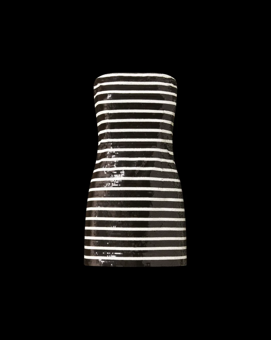 Cala Sequin Mini Dress in Black & White