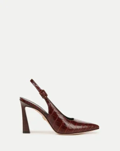 Callie Croc-Embossed Slingback Pump in Sepia