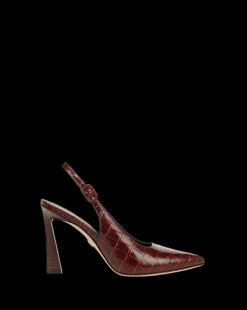 Callie Croc-Embossed Slingback Pump in Sepia