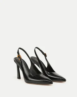 Callie Leather Slingback Pump in Black