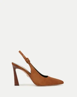 Callie Suede Slingback Pump in Caramel