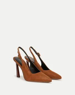 Callie Suede Slingback Pump in Caramel