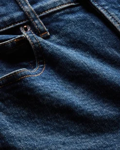 Cameron Bootcut Jean with Raw Hem in Dark Blue Denim