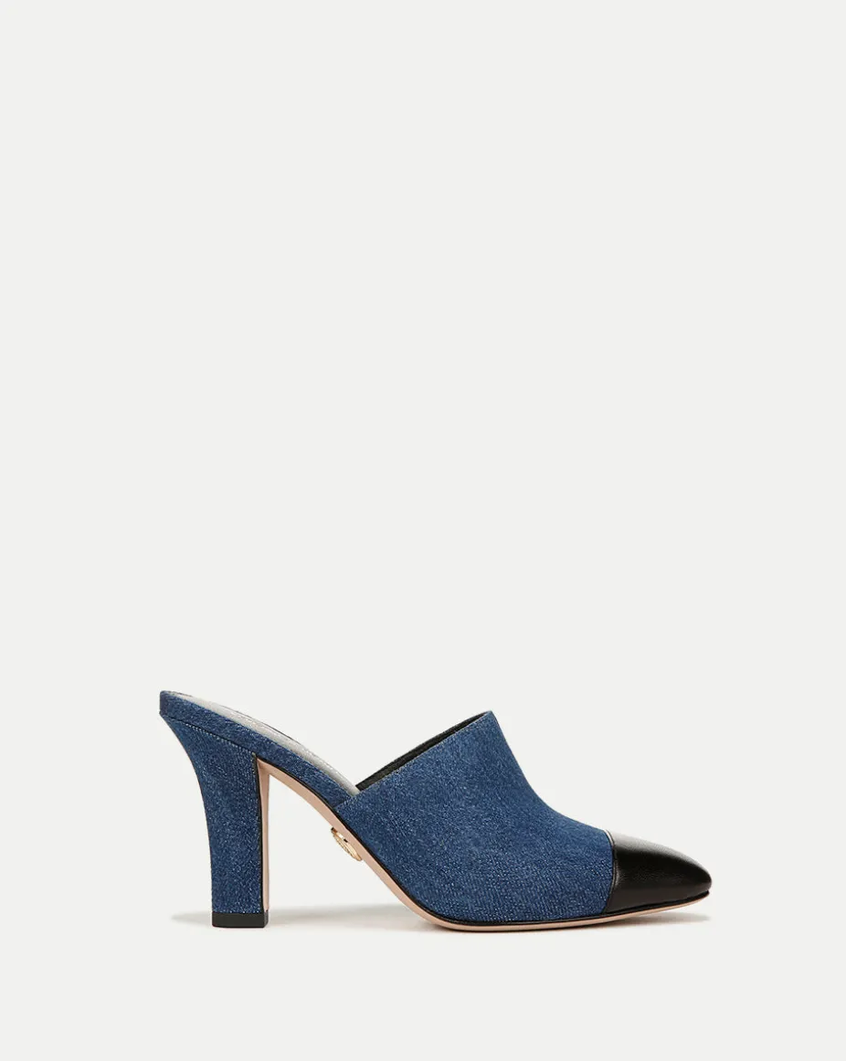 Carlotta Denim Mixed-Media Heel in Blue