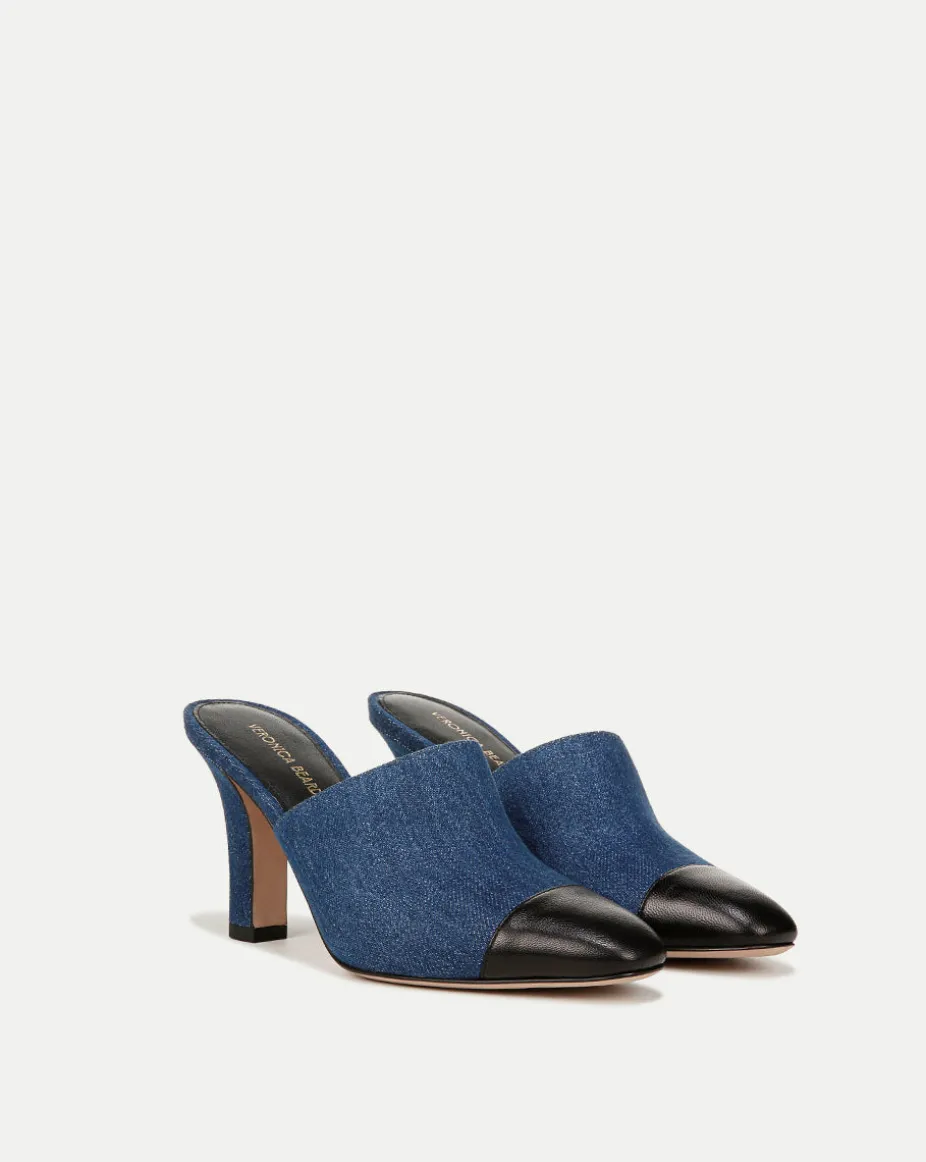 Carlotta Denim Mixed-Media Heel in Blue