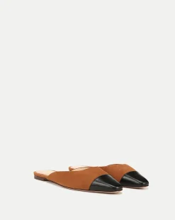 Carlotta Suede Flat in Black/Caramel