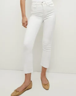 Carly Raw Hem Kick Flare Jean in White