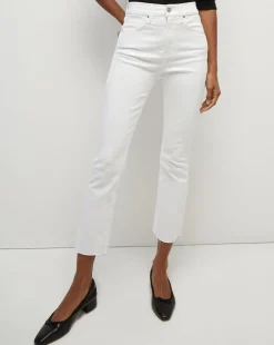 Carly Raw Hem Kick-Flare Jean in White