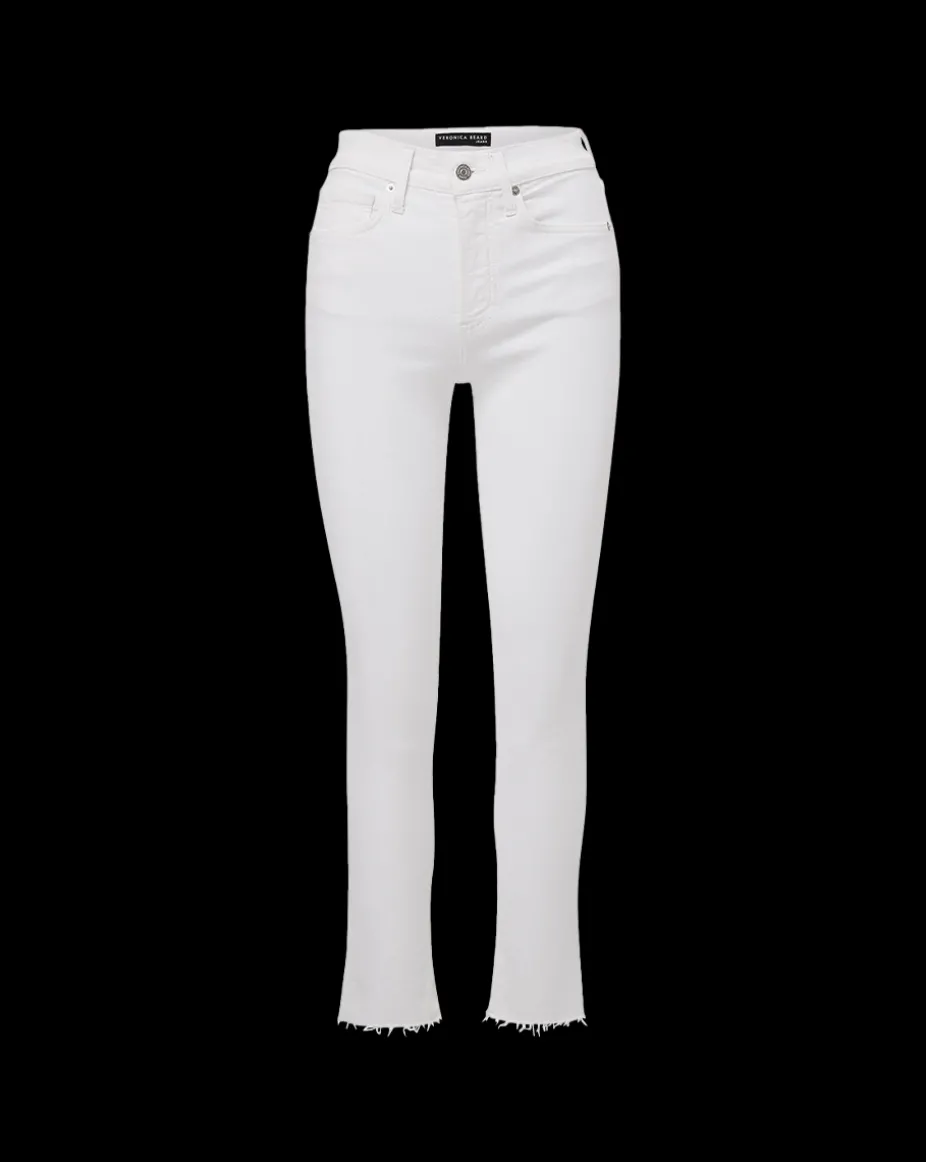 Carly Raw Hem Kick-Flare Jean in White