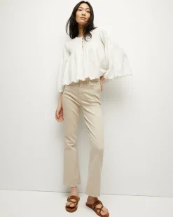 Carolina Khaki High-Rise Crop-Flare Jean