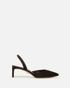 Caroline Suede Slingback Pump in Dark Brown