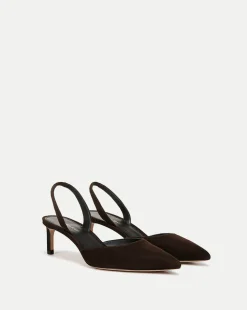 Caroline Suede Slingback Pump in Dark Brown
