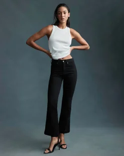 Carson Black Washed Kick-Flare Jeans