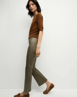 Carson Coated Off-Duty Kick-Flare Jean in Army High Gloss