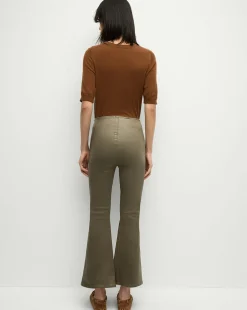 Carson Coated Off-Duty Kick-Flare Jean in Army High Gloss