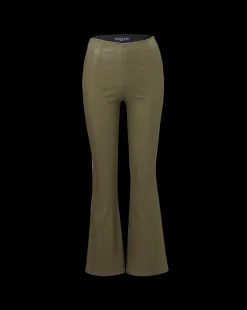 Carson Coated Off-Duty Kick-Flare Jean in Army High Gloss