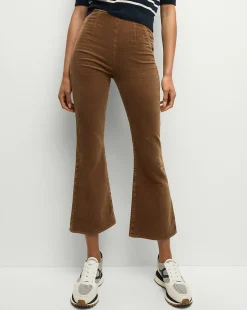 Carson Corduroy Kick-Flare Jeans in Brown