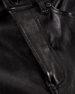 Carson Kick-Flare Leather Pant in Black