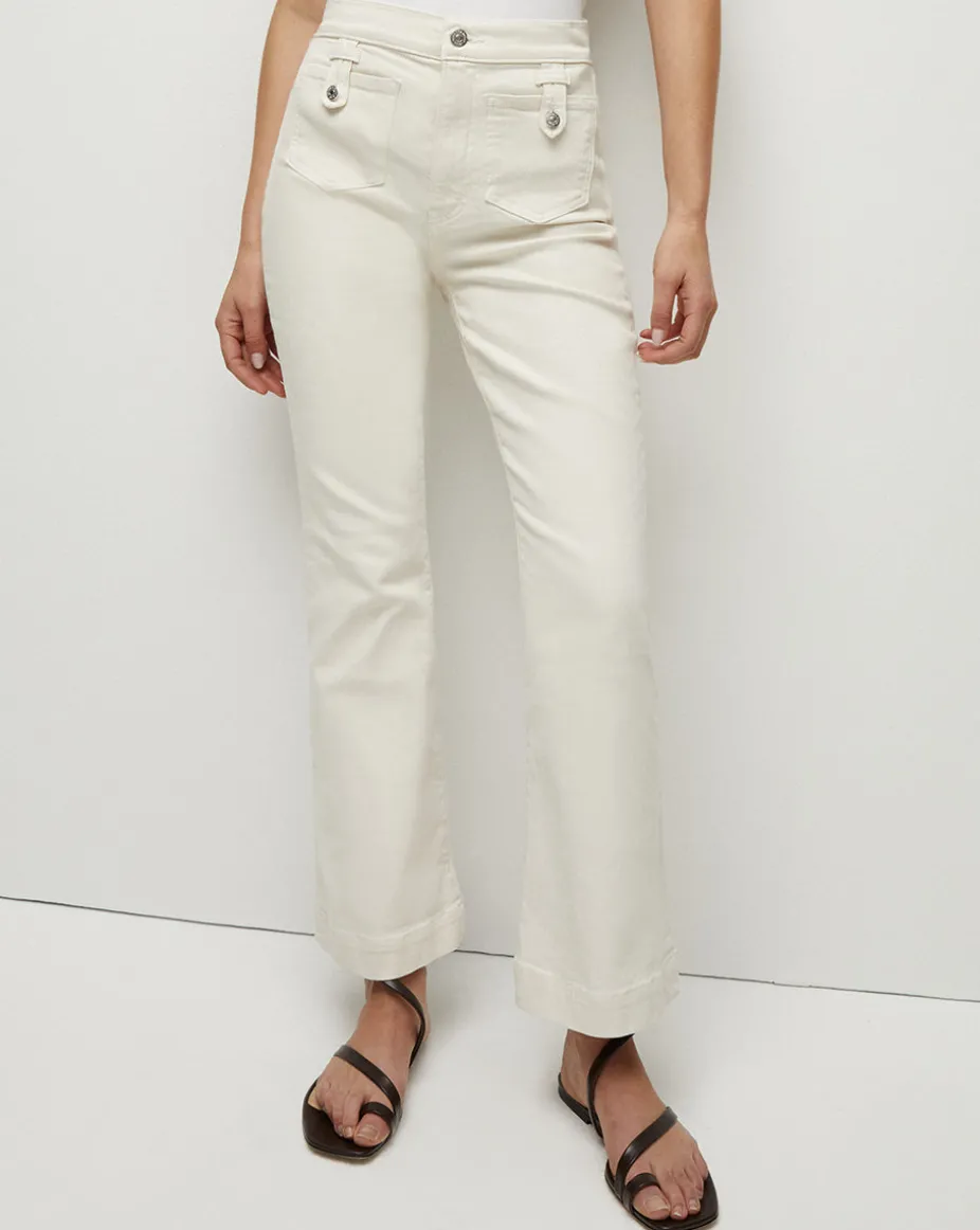 Carson Patch Pocket Kick-Flare Jean in Ecru