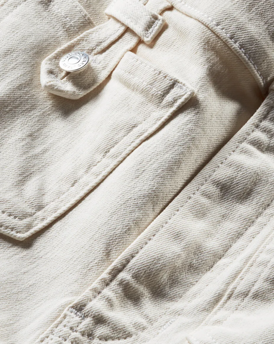 Carson Patch Pocket Kick-Flare Jean in Ecru