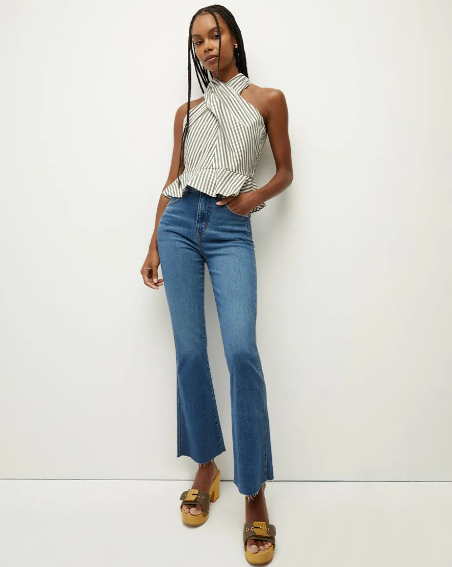Carson Raw Hem Kick-Flare Jean in Serendipity