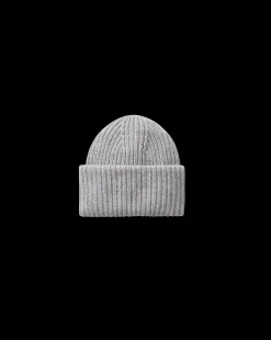 Cashmere Foldover Beanie in Heather Grey