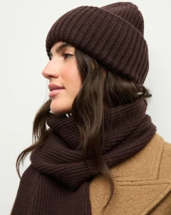 Cashmere Foldover Beanie in Dark Chocolate