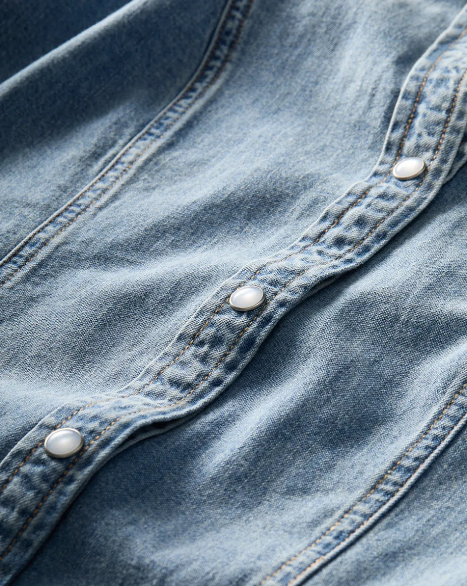 Catherine Denim Dress in Pebble Stone