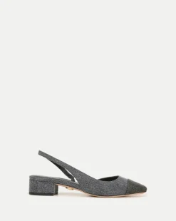 Cecile Cap-Toe Denim Slingback