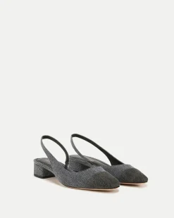 Cecile Cap-Toe Denim Slingback