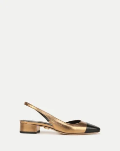 Cecile Cap-Toe Leather Slingback