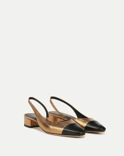 Cecile Cap-Toe Leather Slingback