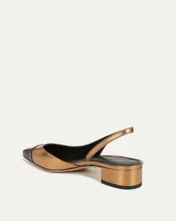Cecile Cap-Toe Leather Slingback