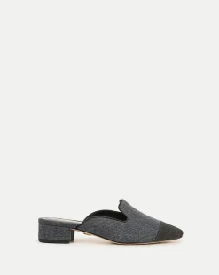 Cecile Denim Cap-Toe Mules