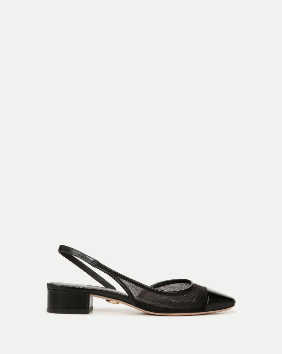 Cecile Mesh Cap-Toe Slingback in Black