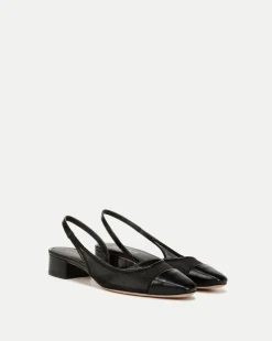Cecile Mesh Cap-Toe Slingback in Black