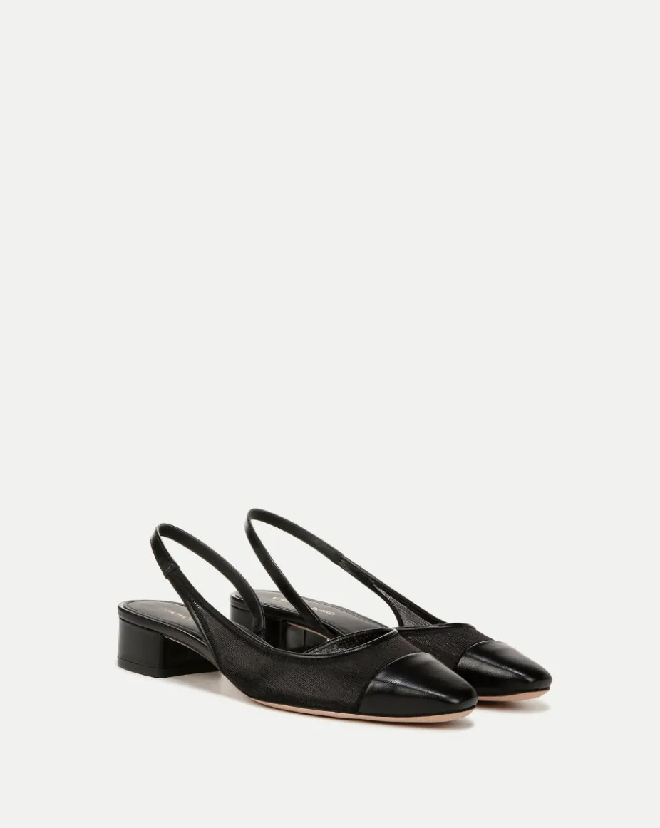 Cecile Mesh Cap-Toe Slingback in Black