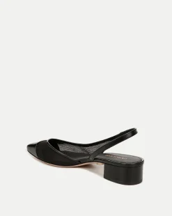Cecile Mesh Cap-Toe Slingback in Black
