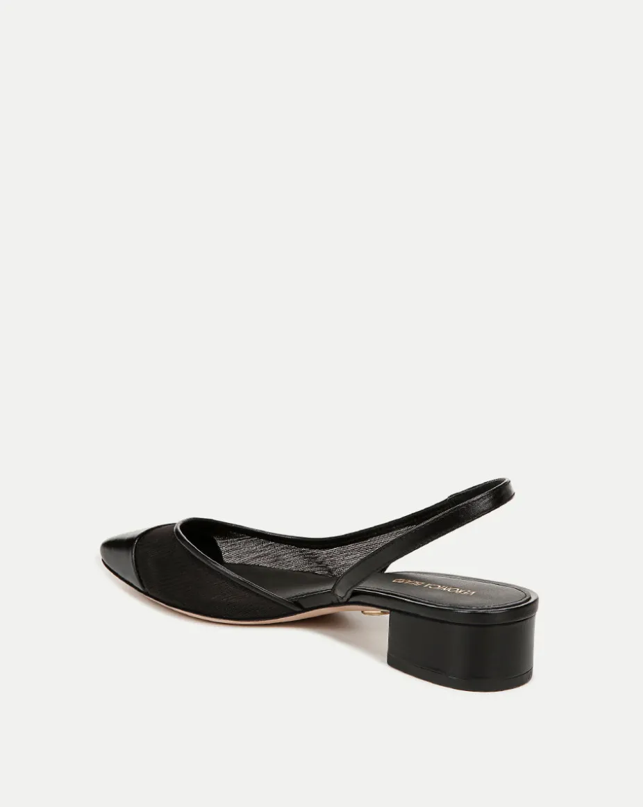 Cecile Mesh Cap-Toe Slingback in Black