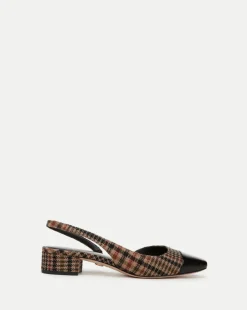 Cecile Plaid Cap-Toe Slingback in Camel Multi