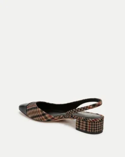 Cecile Plaid Cap-Toe Slingback in Camel Multi